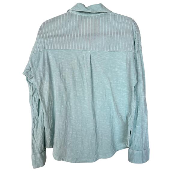 Soft Surroundings Aqua Long Sleeve Button Down Pocket Front Woven Tunic Sz XS - Picture 4 of 8
